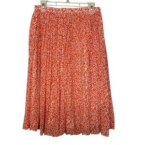 J. Crew Factory Coral Floral Pleated MIDI Skirt‎ Size 4 Romantic Chic Feminine